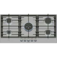 Bosch Series 6 PCR9A5I90 92cm 5 Burner Gas Hob Built-In, Wok Burner - Stainless Steel