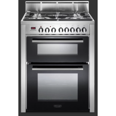 Delonghi DDC 707 DF 70 cm double oven freestanding cooker with 5 burners gas cooktop