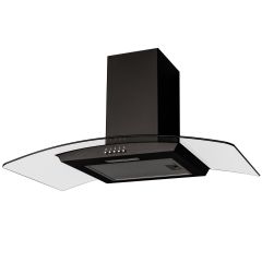 SIA CGH90BL 90Cm Curved Glass Chimney Hood - Black