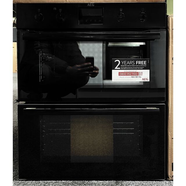 AEG SurroundCook DUB535060B Electric Built-under Double Oven - Black - Ex-Display