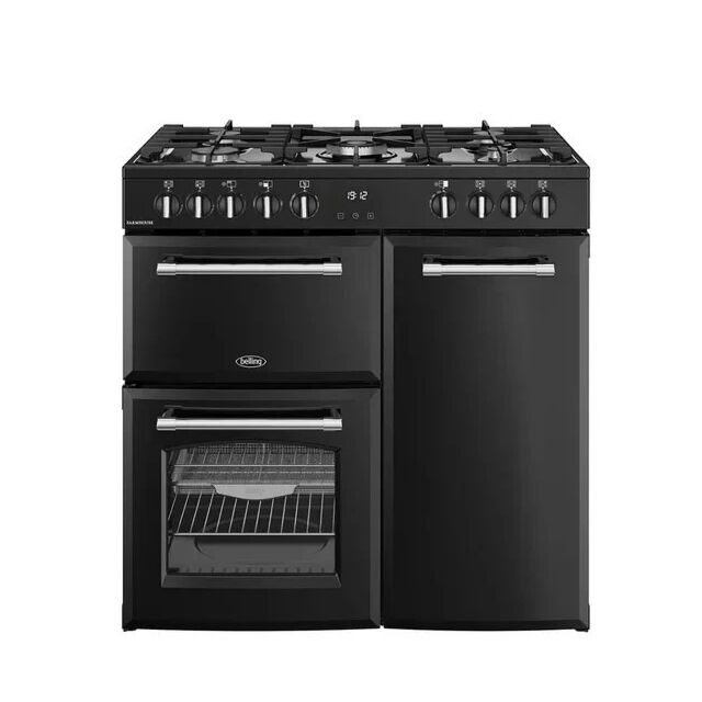 Belling Farmhouse 90DF 90cm Dual Fuel Range Cooker - Black - Ex-Display