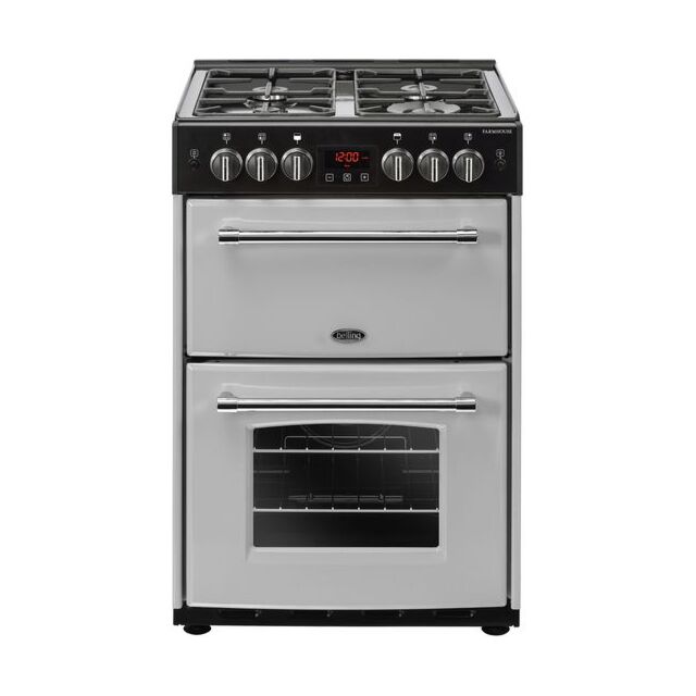 BELLING Farmhouse 60G 60cm Freestanding Gas Cooker - Silver & Black