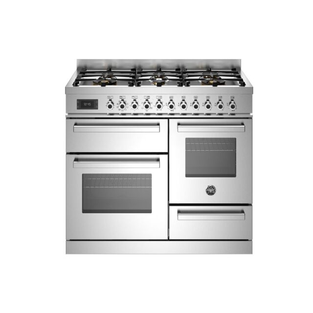 Bertazzoni Professional Series PRO106L3EXT 100cm wide Dual Fuel Range Cooker with Gas Hob - Stainless Steel 