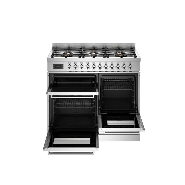 Bertazzoni Professional Series PRO106L3EXT 100cm wide Dual Fuel Range Cooker with Gas Hob - Stainless Steel 
