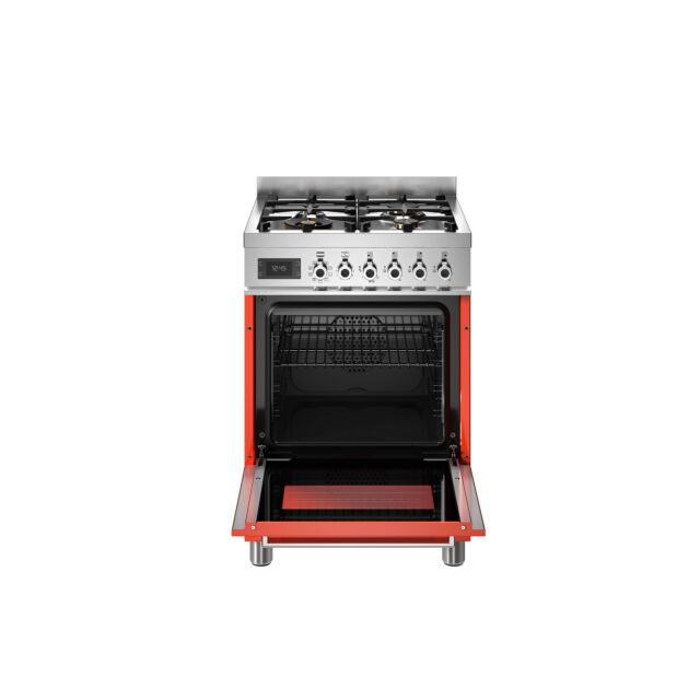 Bertazzoni PRO64L1EART2 Pro Series 60cm 4-Burner Dual Fuel Cooker - Gloss Orange