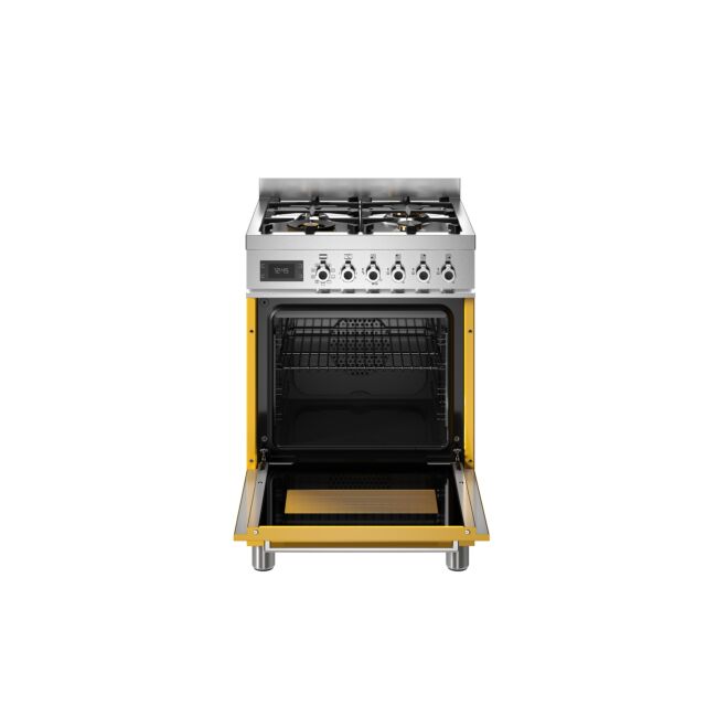 Bertazzoni PRO64L1EGIT2 Pro Series 60cm 4-Burner Dual Fuel Cooker - Gloss Yellow