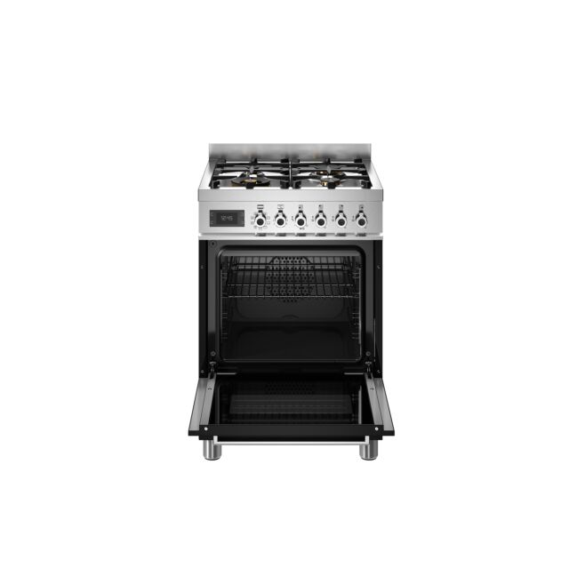 Bertazzoni PRO64L1ENET2 Pro Series 60cm 4-Burner Dual Fuel Cooker - Gloss Black