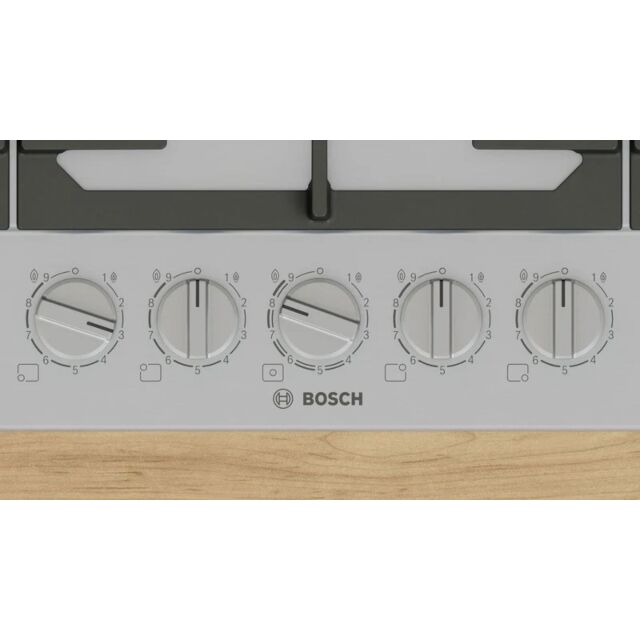 Bosch Series 6 PCR9A5I90 92cm 5 Burner Gas Hob Built-In, Wok Burner - Stainless Steel
