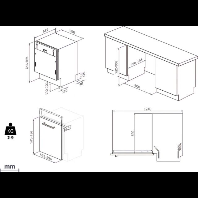CANDY CI 4C7L0W-80 Full-size Fully Integrated Dishwasher - 14 place settings