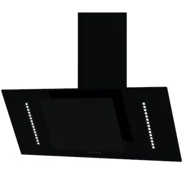 CATA UBARUNW9 90cm Wall Mounted Angled Hood Black Glass