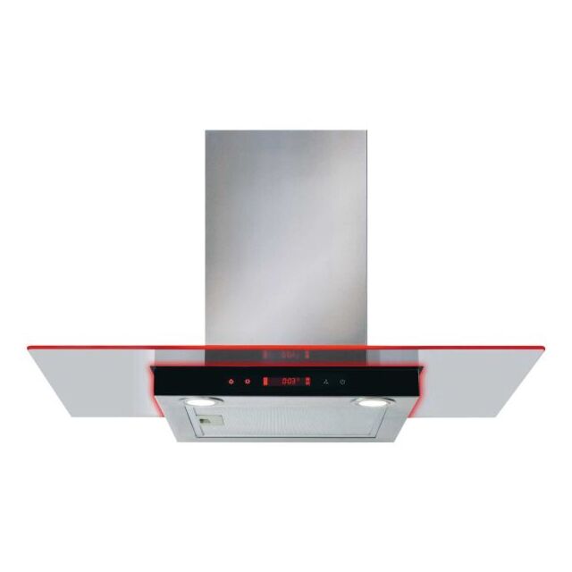CDA EKN90SS Flat glass extractor with edge lighting, Ducted/re-circulating, Edge lighting in 3 colour