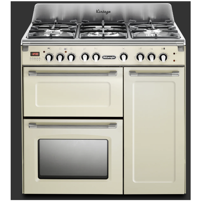 Delonghi D3VR 908-DF -1 Vintage 90Cm (Dual Fuel) Triple Cavity Range Cooker - Cream