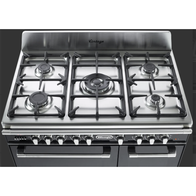 Delonghi D3VR 908-DF/BL-1 Vintage 90cm (Dual Fuel) Triple Cavity Range Cooker - GLOSS BLACK