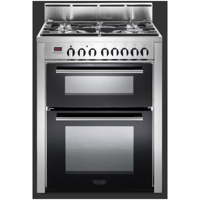 Delonghi DDC 707 DF 70 cm double oven freestanding cooker with 5 burners gas cooktop