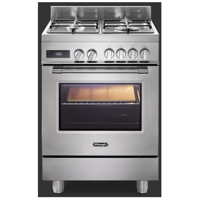 Delonghi DSC 626-MF 60cm Single Cavity Multifunction Dual Fuel Cooker - Stainless Steel