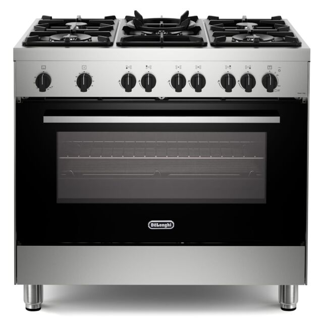 Delonghi 90cm Gas Range Cooker Single Cavity With 3x Big Wok Burners Asian Cuisine DSR 917GTSS - Stainless Steel