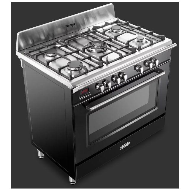 Delonghi DVRS 916-DF/BL Vintage 90cm (Dual Fuel) Single Cavity Range Cooker - Black