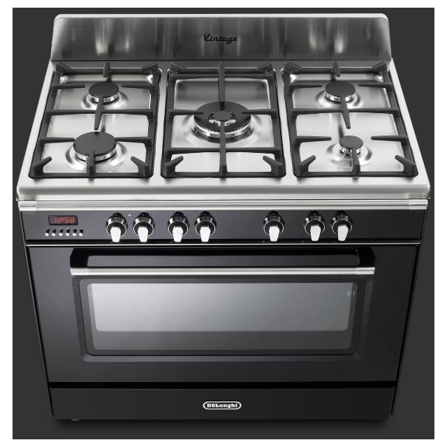 Delonghi DVRS 916-DF/BL Vintage 90cm (Dual Fuel) Single Cavity Range Cooker - Black