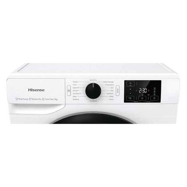 Hisense DHGC903 Freestanding 9KG Heat Pump Tumble Dryer - White