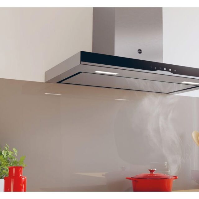 Hoover H500 90cm T-Shape Chimney Cooker Hood Black/Stainless Steel HTS9CBK5XWIFI