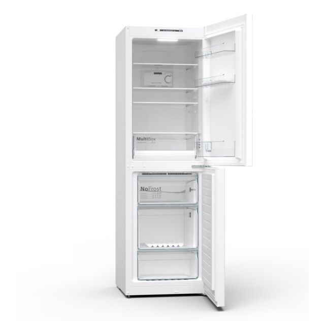KGN34NWEAG, Free-standing fridge-freezer with freezer at bottom