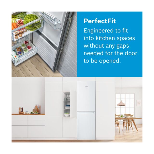KGN34NWEAG, Free-standing fridge-freezer with freezer at bottom