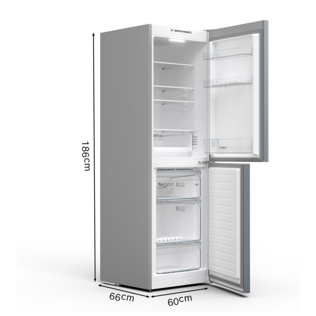 KGN34NLEAG, Free-standing fridge-freezer with freezer at bottom