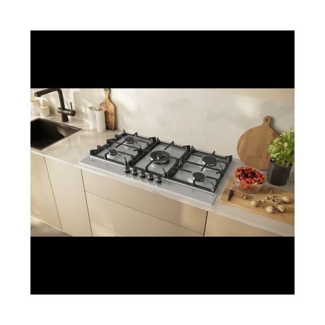NEFF N70 T29CIR8N0 92cm 5 Burner Gas Hob Built-In, Wok Burner - Stainless Steel