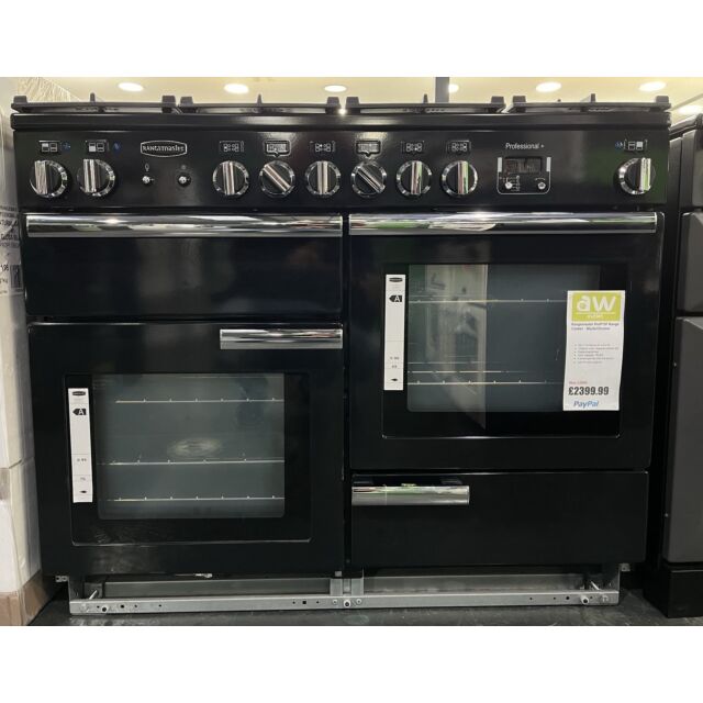 Rangemaster Kitchener 110cm wide Dual Fuel Range Cooker - Black - GRADED