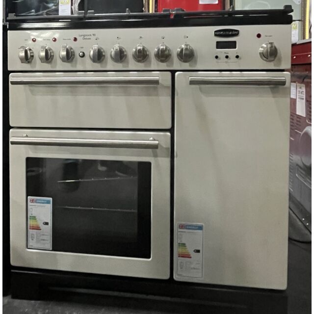 Rangemaster Longstock Deluxe 90cm Dual Fuel Range Cooker - Ivory -GRADED