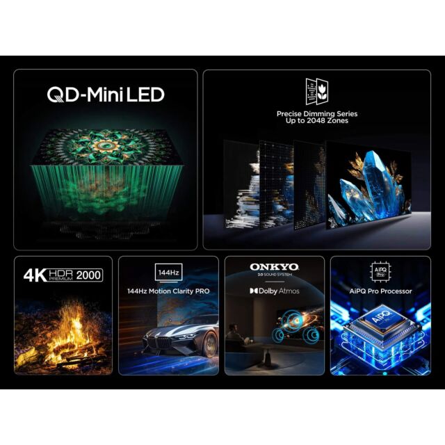 TCL 50Q7C-UK 50inch Mini LED Smart Television, 4K Ultra HD, Black, F Rated