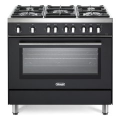  Delonghi 90cm Gas Range Cooker With 3x Big Wok Cooking Burners Asian Cuisine -  DSR 907 GS2 BL  - Black