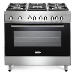 Delonghi 90cm Gas Range Cooker Single Cavity With 3x Big Wok Burners Asian Cuisine  DSR 907-GS2 - Stainless Steel