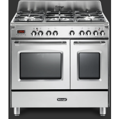 Delonghi DVTR 906-DF/SS Vintage 90cm (Dual Fuel) Double Cavity Range Cooker - Stainless Steel